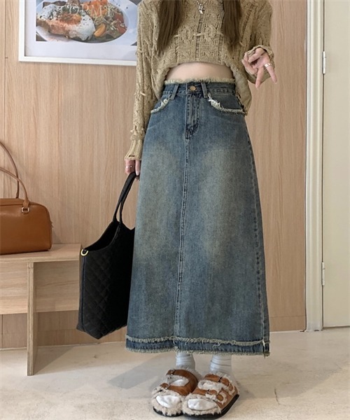FREE STYLISTS(フリー スタイリスト)の「フリンジデサントデニムスカート(デニムスカート・レディース・ブルー/ライトブラック・XXL/L/XL/M/S)」の11枚目の写真