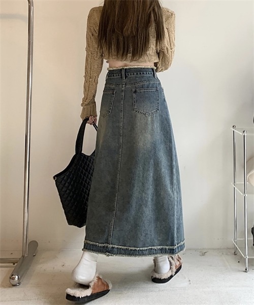 FREE STYLISTS(フリー スタイリスト)の「フリンジデサントデニムスカート(デニムスカート・レディース・ブルー/ライトブラック・XXL/L/XL/M/S)」の16枚目の写真