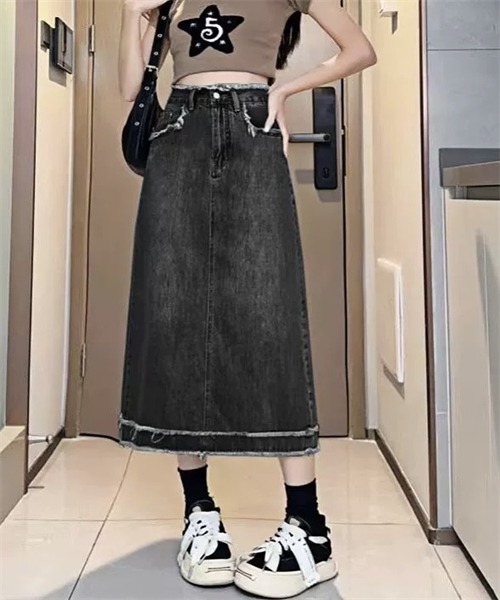 FREE STYLISTS(フリー スタイリスト)の「フリンジデサントデニムスカート(デニムスカート・レディース・ブルー/ライトブラック・XXL/L/XL/M/S)」の20枚目の写真