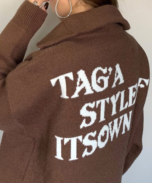 セール】バックロゴジップニットカーディガン（カーディガン