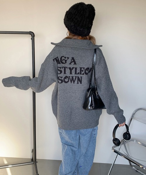 セール】バックロゴジップニットカーディガン（カーディガン/ボレロ