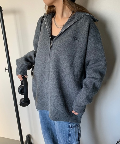 セール】バックロゴジップニットカーディガン（カーディガン/ボレロ