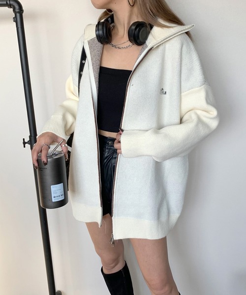 セール】バックロゴジップニットカーディガン（カーディガン/ボレロ
