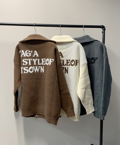 セール】バックロゴジップニットカーディガン（カーディガン/ボレロ