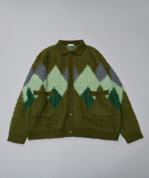 ARGYLE SHAGGY KNIT CARDIGAN / アーガイルシャギーニットカーディガン