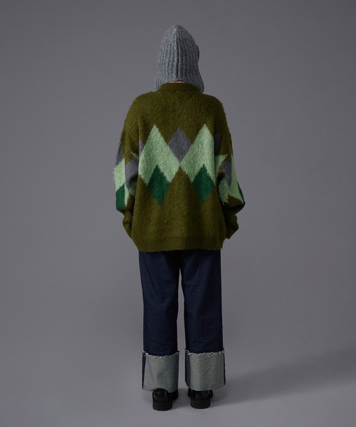 ONCILY(オンシェリー)の「ARGYLE SHAGGY KNIT CARDIGAN / アーガイルシャギーニットカーディガン(カーディガン/ボレロ・メンズ・ネイビー/グリーン・LARGE/MEDIUM)」の21枚目の写真