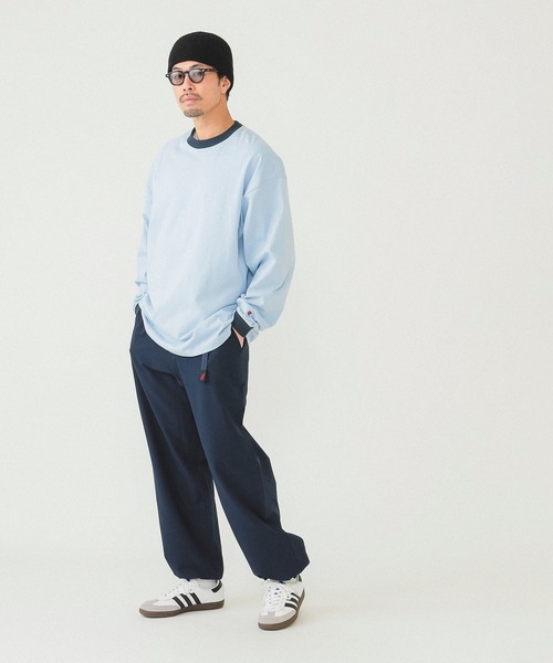 Champion（チャンピオン）の「Champion × BEAMS / 別注 リンガー ロングスリーブ Tシャツ（Tシャツ/カットソー・メンズ・グレー/サックスブルー・SMALL/MEDIUM/LARGE/X-LARGE）」の13枚目の写真
