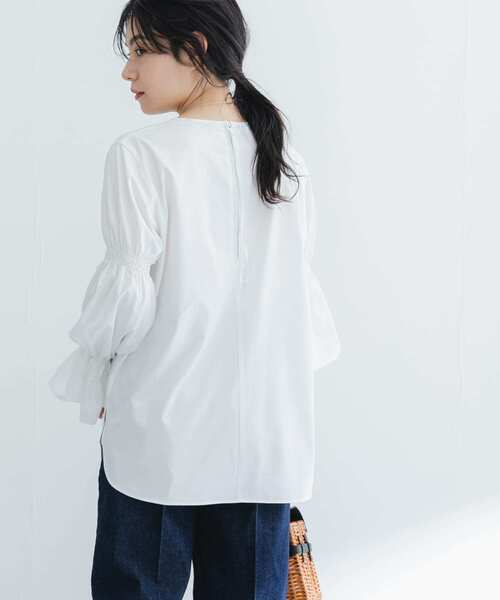 URBAN RESEARCH ROSSO WOMEN（アーバンリサーチ　ロッソ）の「デザインスリーブシャツブラウス（シャツ/ブラウス・レディース・ネイビー/ホワイト・FREE）」の7枚目の写真