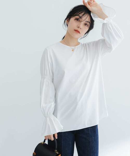 URBAN RESEARCH ROSSO WOMEN（アーバンリサーチ　ロッソ）の「デザインスリーブシャツブラウス（シャツ/ブラウス・レディース・ネイビー/ホワイト・FREE）」の8枚目の写真