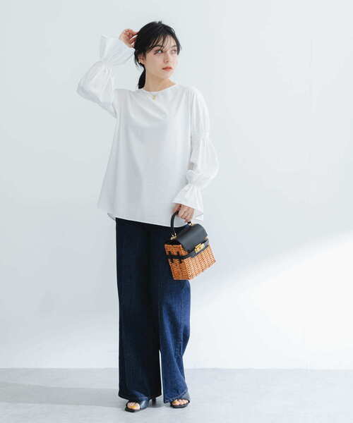 URBAN RESEARCH ROSSO WOMEN（アーバンリサーチ　ロッソ）の「デザインスリーブシャツブラウス（シャツ/ブラウス・レディース・ネイビー/ホワイト・FREE）」の10枚目の写真