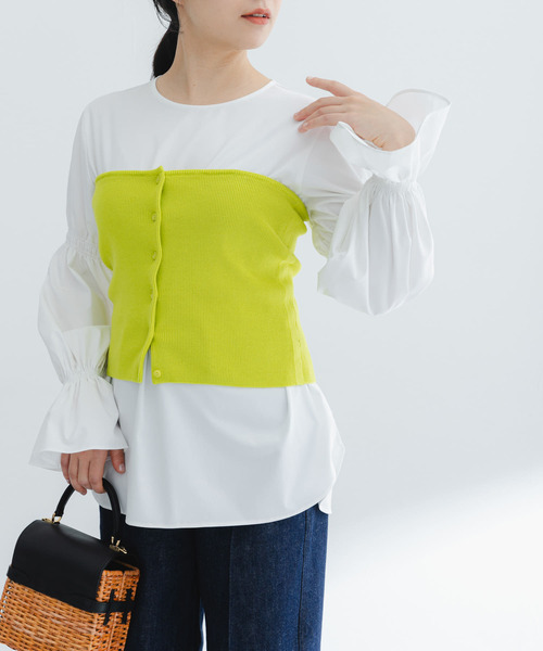 URBAN RESEARCH ROSSO WOMEN（アーバンリサーチ　ロッソ）の「デザインスリーブシャツブラウス（シャツ/ブラウス・レディース・ネイビー/ホワイト・FREE）」の12枚目の写真