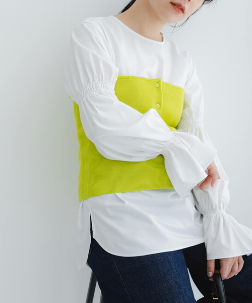 URBAN RESEARCH ROSSO WOMEN（アーバンリサーチ　ロッソ）の「デザインスリーブシャツブラウス（シャツ/ブラウス・レディース・ネイビー/ホワイト・FREE）」の13枚目の写真