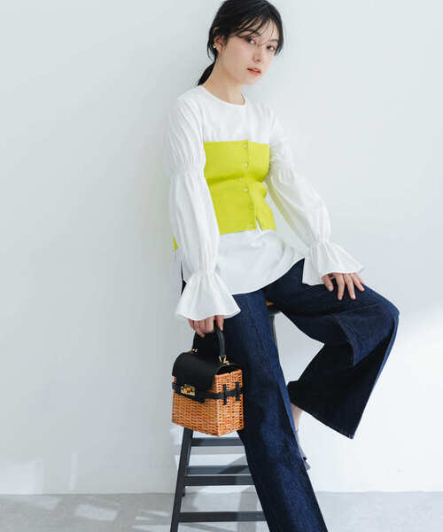 URBAN RESEARCH ROSSO WOMEN（アーバンリサーチ　ロッソ）の「デザインスリーブシャツブラウス（シャツ/ブラウス・レディース・ネイビー/ホワイト・FREE）」の14枚目の写真