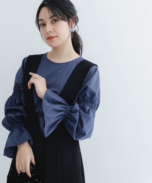 URBAN RESEARCH ROSSO WOMEN（アーバンリサーチ　ロッソ）の「デザインスリーブシャツブラウス（シャツ/ブラウス・レディース・ネイビー/ホワイト・FREE）」の18枚目の写真