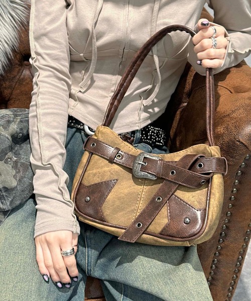 sedacle girl(セダクルガール)の「ウエスタンベルトハンドバッグ(ハンドバッグ・レディース・グレー/ブラウン/ブルー/ダークブラウン・FREE)」の3枚目の写真