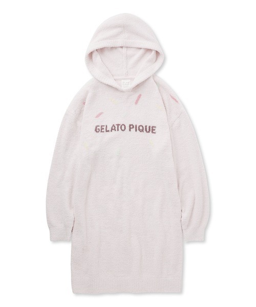 gelato pique（ジェラートピケ）の「【ONLINE限定】ベビモコアイスジャガードフーディワンピース（ルームワンピース・レディース・オフホワイト/ピンク・FREE）」の3枚目の写真