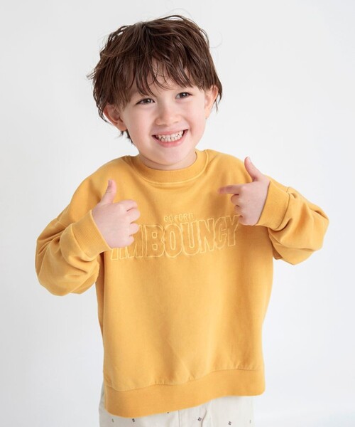 BRANSHES（ブランシェス）の「Happy colorピグメント染めトレーナー（スウェット・キッズ・ピンク/グリーン/アイボリー/サックスブルー/キャメル・100/150/90/130/120/110/140）」の4枚目の写真