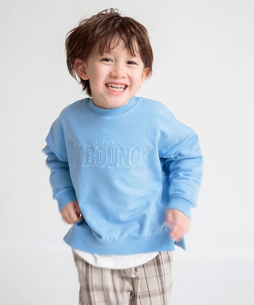 BRANSHES（ブランシェス）の「Happy colorピグメント染めトレーナー（スウェット・キッズ・ピンク/グリーン/アイボリー/サックスブルー/キャメル・100/150/90/130/120/110/140）」の3枚目の写真