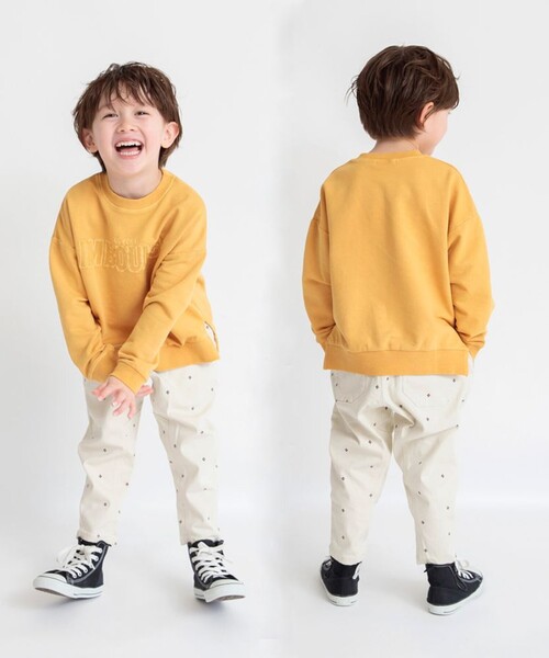 BRANSHES（ブランシェス）の「Happy colorピグメント染めトレーナー（スウェット・キッズ・ピンク/グリーン/アイボリー/サックスブルー/キャメル・100/150/90/130/120/110/140）」の6枚目の写真