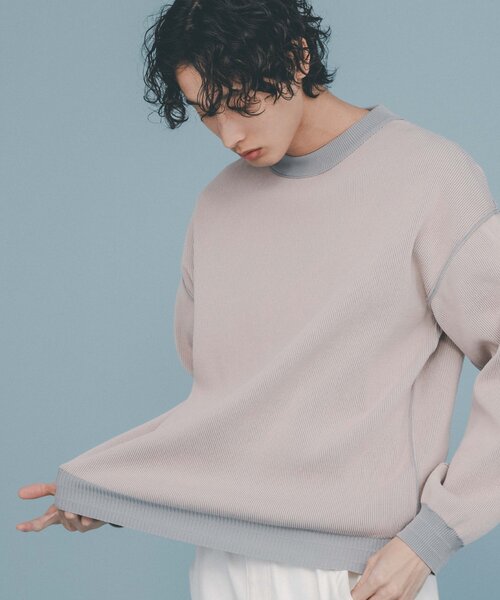 THE SHOP TK (ザ ショップ ティーケー )の「◆【裏表2WAY/軽量】リバーシブル畦ニット(ニット/セーター・メンズ・オフホワイト/サックスブルー/ネイビー/ベビーピンク/ライトグレー・03/02/04)」の14枚目の写真