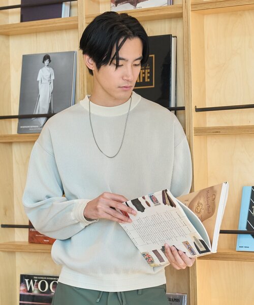 THE SHOP TK (ザ ショップ ティーケー )の「◆【裏表2WAY/軽量】リバーシブル畦ニット(ニット/セーター・メンズ・オフホワイト/サックスブルー/ネイビー/ベビーピンク/ライトグレー・03/02/04)」の20枚目の写真