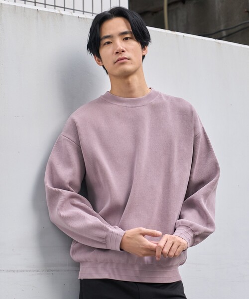 THE SHOP TK (ザ ショップ ティーケー )の「◆【裏表2WAY/軽量】リバーシブル畦ニット(ニット/セーター・メンズ・オフホワイト/サックスブルー/ネイビー/ベビーピンク/ライトグレー・03/02/04)」の5枚目の写真