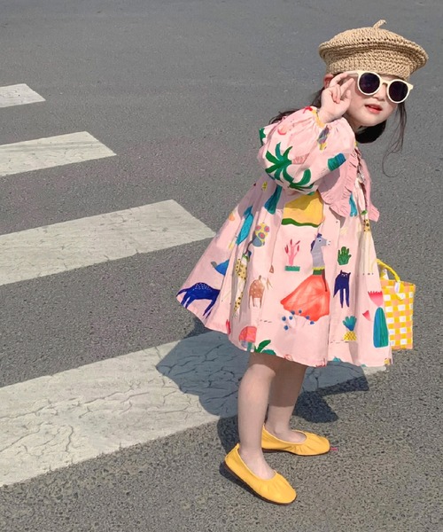 aimoha（アイモハ）の「【aimoha-KIDS-】かわいい大き襟ワンピース（ワンピース・キッズ・ピンク・90/100/110/120/130/140）」の2枚目の写真