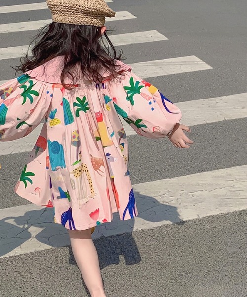 aimoha（アイモハ）の「【aimoha-KIDS-】かわいい大き襟ワンピース（ワンピース・キッズ・ピンク・90/100/110/120/130/140）」の5枚目の写真