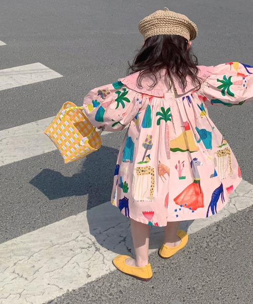 aimoha（アイモハ）の「【aimoha-KIDS-】かわいい大き襟ワンピース（ワンピース・キッズ・ピンク・90/100/110/120/130/140）」の6枚目の写真