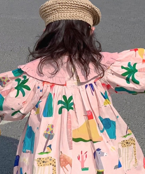 aimoha（アイモハ）の「【aimoha-KIDS-】かわいい大き襟ワンピース（ワンピース・キッズ・ピンク・90/100/110/120/130/140）」の10枚目の写真