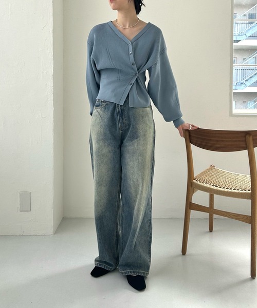 mystic（ミスティック）の「【5色展開】レイヤードボタンカーディガン（カーディガン/ボレロ・レディース・ブラック/アイボリー/パープル/イエロー/ブルー・FREE）」の18枚目の写真