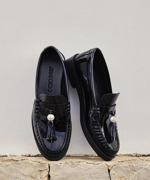 ジミーチュウ　JIMMY CHOO クリスタルビジュー　黒ローファー　37.5 ジミーチュウ JIMMY CHOO クリスタルビジュー 黒ローファー 37.5