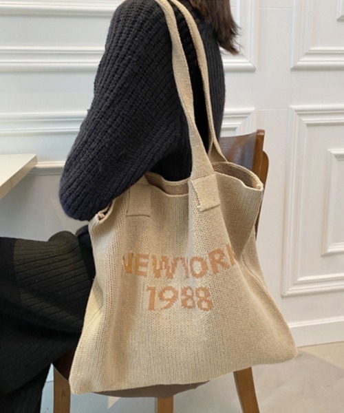 Miniministore(ミニミニストア)の「ニット トートバッグ レディース 秋冬(トートバッグ・レディース・ブラック/キャメル/ベージュ・FREE)」の3枚目の写真