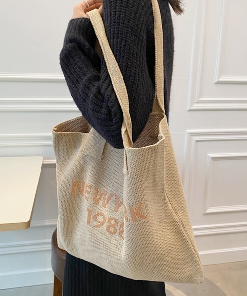 Miniministore(ミニミニストア)の「ニット トートバッグ レディース 秋冬(トートバッグ・レディース・ブラック/キャメル/ベージュ・FREE)」の4枚目の写真