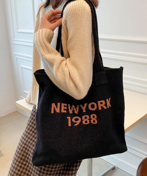 Miniministore(ミニミニストア)の「ニット トートバッグ レディース 秋冬(トートバッグ・レディース・ブラック/キャメル/ベージュ・FREE)」の6枚目の写真