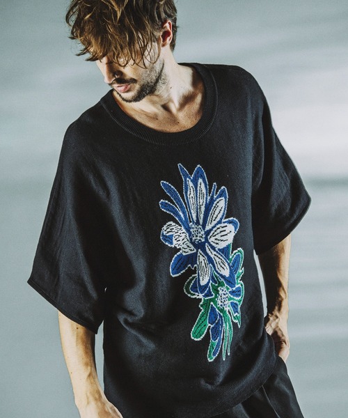 NO ID.(ノーアイディ)の「【NO ID.】Flower JQ Knit Pullover / フラワー JQ ニット プルオーバー(ニット/セーター・メンズ・イエロー/グリーン/ブルー・ONE SIZE)」の3枚目の写真