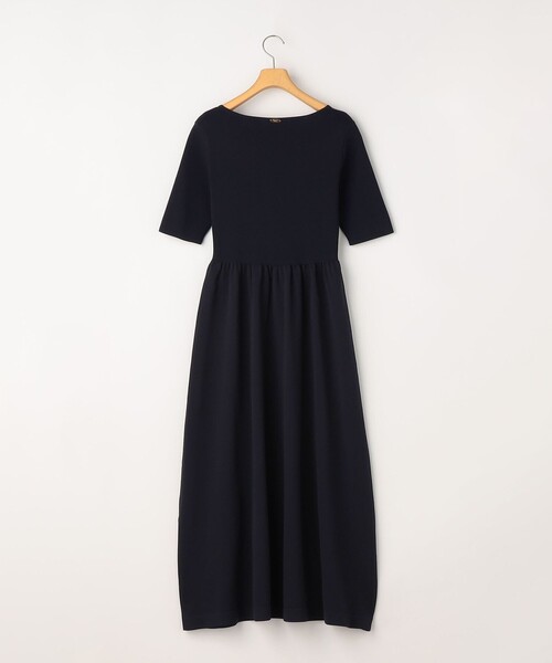 NOLLEY’S Sophi(ノーリーズソフィ)の「《手洗い可能》フィット&ギャザースクエアネックニットワンピース(ワンピース・レディース・ブラック系その他3/ネイビー・38/36)」の10枚目の写真