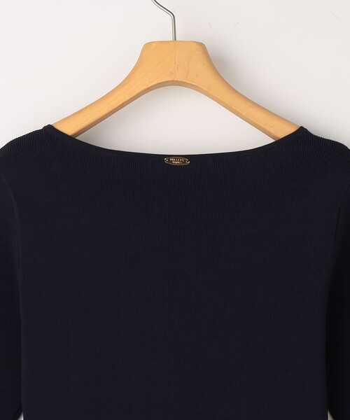 NOLLEY’S Sophi(ノーリーズソフィ)の「《手洗い可能》フィット&ギャザースクエアネックニットワンピース(ワンピース・レディース・ブラック系その他3/ネイビー・38/36)」の12枚目の写真