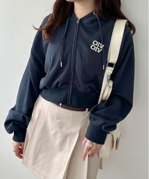 OLIVE des OLIVE | ビジューブローチ付ZIPパーカー　1041060510(パーカー)