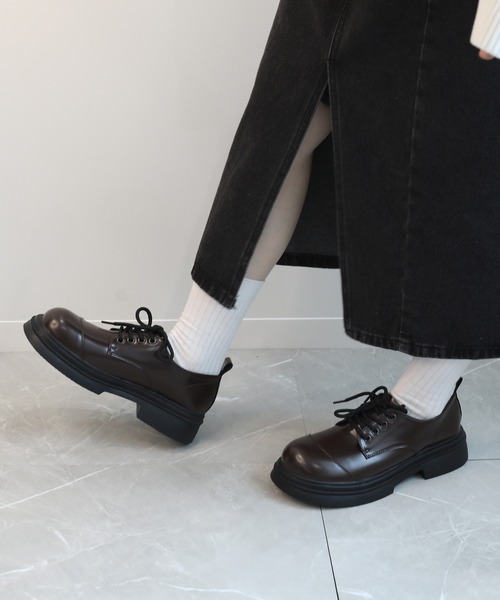 セール】【shoes365】ラウンドトゥ厚底 ドレスシューズ（ドレス