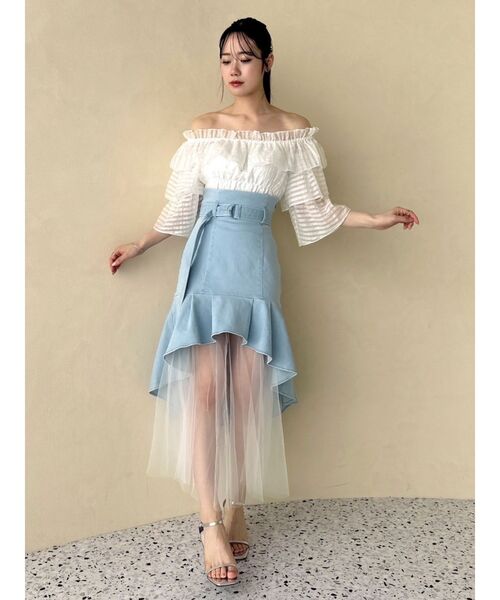 【セール】チュールドッキングデニムスカート（スカート）｜dazzlin（ダズリン） pattayablatt.com