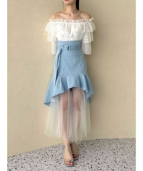 【セール】チュールドッキングデニムスカート（スカート）｜dazzlin（ダズリン） pattayablatt.com