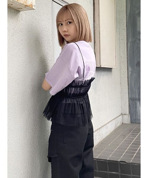 MURUA（ムルーア）の「チュールーフリルビスチェ（キャミソール・レディース・ブラック/ライトグリーン・FREE）」の17枚目の写真