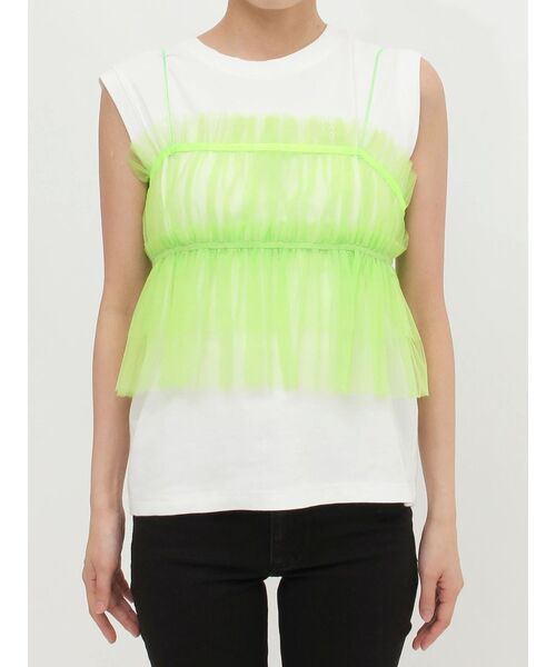 MURUA（ムルーア）の「チュールーフリルビスチェ（キャミソール・レディース・ブラック/ライトグリーン・FREE）」の19枚目の写真