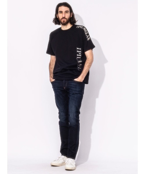 1piu1uguale3 RELAX(ウノピュウノウグァーレトレリラックス)の「【当店独占販売】 1PIU1UGUALE3 RELAX ロゴ ラインストーン 半袖 Tシャツ(Tシャツ/カットソー・メンズ・ホワイト/ブラック・M/L/XL/2XL/S)」の4枚目の写真