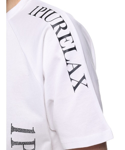 1piu1uguale3 RELAX(ウノピュウノウグァーレトレリラックス)の「【当店独占販売】 1PIU1UGUALE3 RELAX ロゴ ラインストーン 半袖 Tシャツ(Tシャツ/カットソー・メンズ・ホワイト/ブラック・M/L/XL/2XL/S)」の6枚目の写真