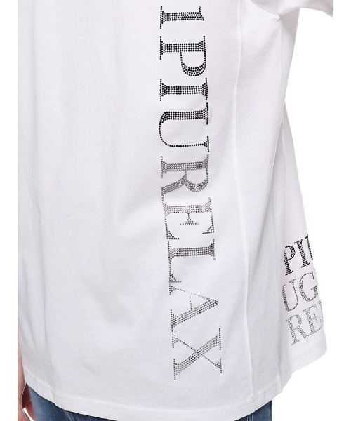 1piu1uguale3 RELAX(ウノピュウノウグァーレトレリラックス)の「【当店独占販売】 1PIU1UGUALE3 RELAX ロゴ ラインストーン 半袖 Tシャツ(Tシャツ/カットソー・メンズ・ホワイト/ブラック・M/L/XL/2XL/S)」の7枚目の写真