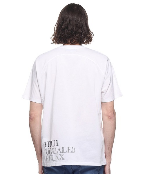 1piu1uguale3 RELAX(ウノピュウノウグァーレトレリラックス)の「【当店独占販売】 1PIU1UGUALE3 RELAX ロゴ ラインストーン 半袖 Tシャツ(Tシャツ/カットソー・メンズ・ホワイト/ブラック・M/L/XL/2XL/S)」の10枚目の写真