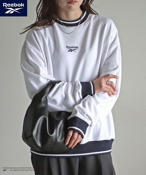 Risley◆リズレー ラインリブスエット  ポケット付き トレーナー セール】【Reebok/リーボック】 別注スモールベクター刺繍