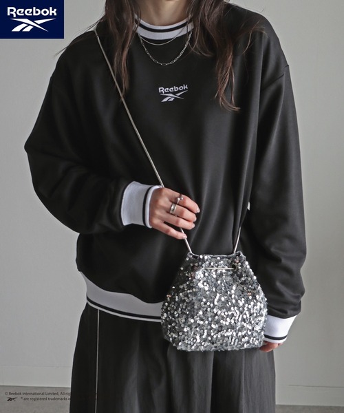 COURO（コウロ）の「【Reebok/リーボック】 別注スモールベクター刺繍ラインリブスウェット（スウェット・レディース・ホワイト/ネイビー/ブラック/杢グレー・M/L/XL）」の9枚目の写真